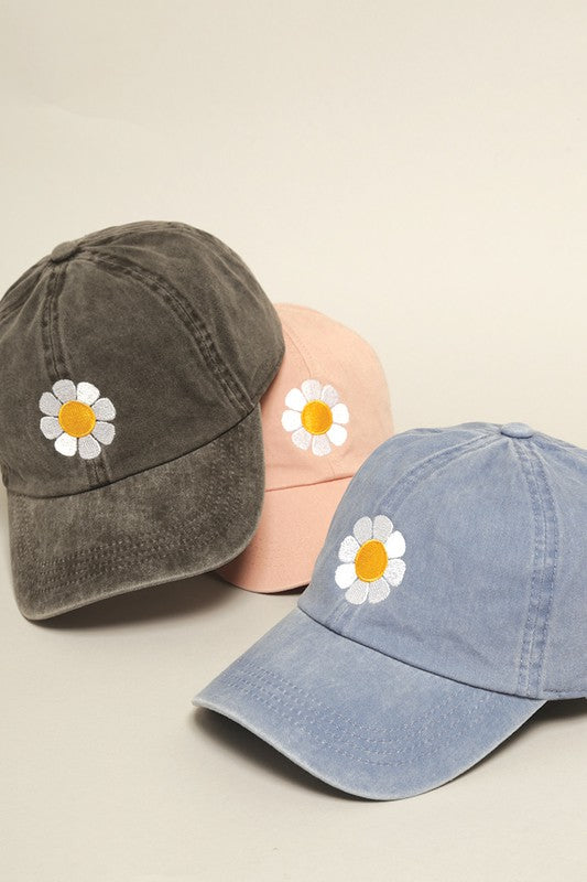 Flower Embroidered Cotton Baseball Dad Cap – The White Pear Boutique