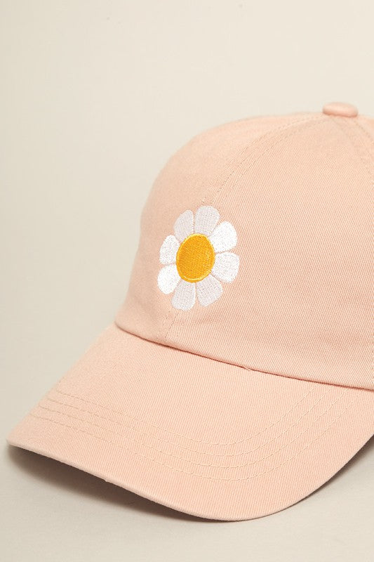 Flower Embroidered Cotton Baseball Dad Cap – The White Pear Boutique